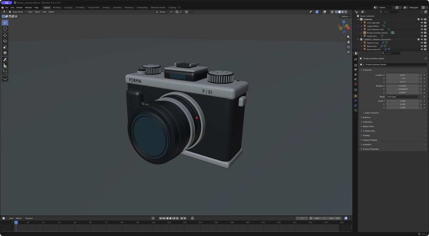 Blender上でのFORMA F/01のシェーディング表示（クリックで拡大）