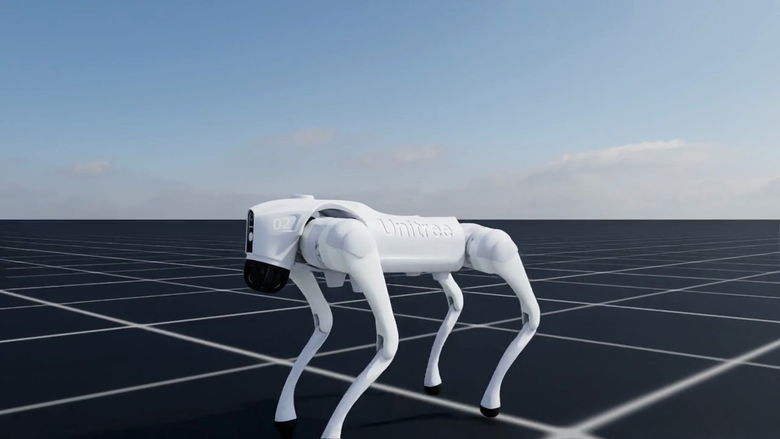 Isaac Lab上で歩行するUnitree Go2の四足歩行ロボット