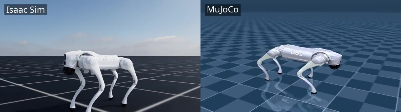 Isaac SimとMuJoCoの並走比較動画サムネイル